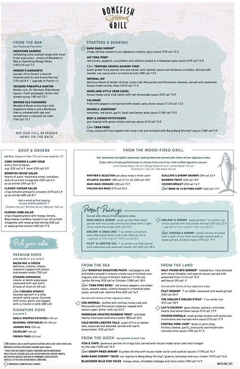 Bonefish Grill menu .